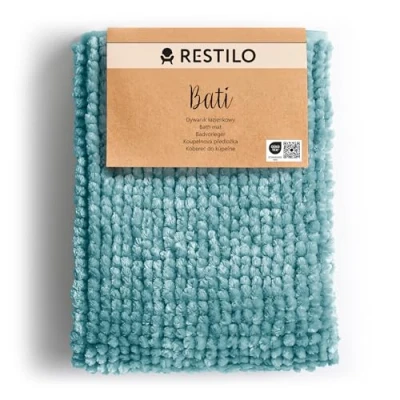 Afbeelding van RESTILO Badmat 70 x 120 cm Extra Zacht en Waterabsorberend Badkamertapijt Antislip Badkleed Turquoise Bati