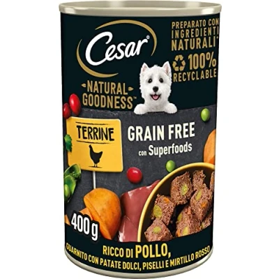 Afbeelding van Cesar Natural Goodness natvoer voor honden met kip en groenten, 6 blikjes à 400 g, in totaal 2,4 kg
