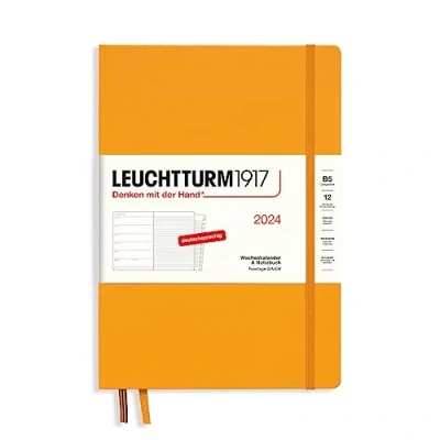 Afbeelding van LEUCHTTURM1917 367757 Weekkalender &amp; notitieboek Composition (B5) 2024, met extra boekje voor adressen en jubilea, Rising Sun, Duits, 12 maanden