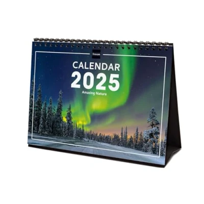 Afbeelding van Finocam Kalender met afbeeldingen bureauformaat internationaal 2025 maandweergave januari december (12 maanden) Nature