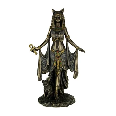 Afbeelding van Veronese Design Bastet Egyptische godin van bescherming standbeeld sculptuur 10 inch hoog