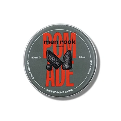 Afbeelding van Men Rock Pomade with High Hold and Medium Shine for Slick Classy Hairstyles, Use on Damp or Dry Hair, Suitable All Hair Types Lengths, Fruity Fresh Scent 30ml
