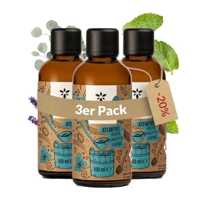 Afbeelding van Heldengrün biologische sauna infusie, ademvrij, echte oliën, olie met menthol, eucalyptus en lavendel, natuurlijke opgietmiddel etherische olie, 3 x 100 ml