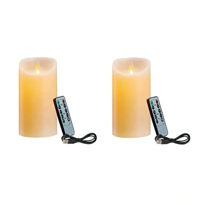 Afbeelding van Speesy 2X LED kaarsen, flikkerende vlamloze oplaadbare kaars, echte wax kaarsen met afstandsbediening, 10cm A