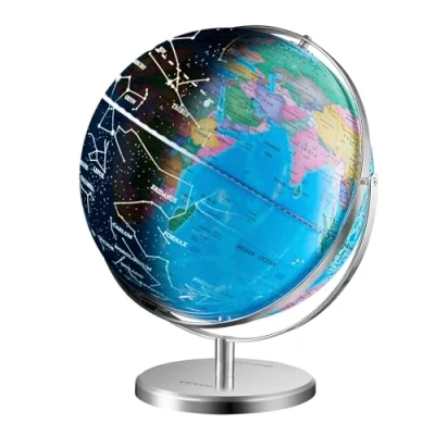 Afbeelding van VEVOR Verlichte wereldbol met standaard, 13 in/330,2 mm, educatieve aardbol stabiele zware metalen basis en LED sterrenbeeld, nachtlampje, HD gedrukte kaart, spinnen voor kinderen in de klas leren