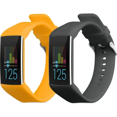 Afbeelding van kwmobile 2x horlogebandjes geschikt voor Polar A360 / A370 bandje Smartwatch bandjes van TPU Activity tracker horloge band in grijs oranje