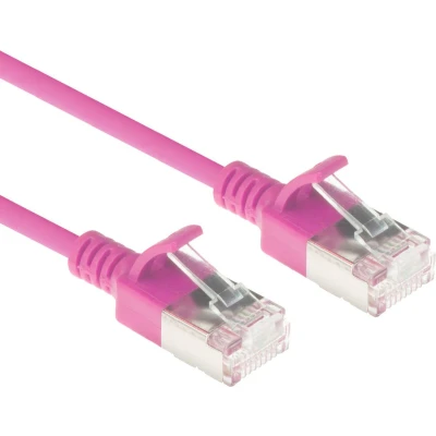 Afbeelding van ACT DC7401 LSZH U/FTP CAT6A Datacenter Slimline Patchkabel Snagless RJ45 Connectoren Roze 1 meter