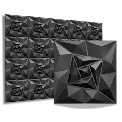 Afbeelding van 3D panelen, pvc kunststof wandpanelen, gaming, kamer, plafond, look, kwarts, pvc, platen, 8 stuks/2 m², zwart