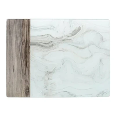 Afbeelding van Creative Tops C000321 Premium glasbescherming/werkbladbescherming met wit marmer en houten design,