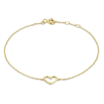 Afbeelding van Gouden Hart Armband Dames 18k Verguld Sterling Zilver Hartbedel &amp; Verstelbaar Cherish Co. Goud