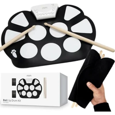Afbeelding van MikaMax Oprolbaar Drumstel Roll Up Drumkit Elektrische Drumpads Professioneel Opname Functie 9 Triggerpads Complete Set Silicone