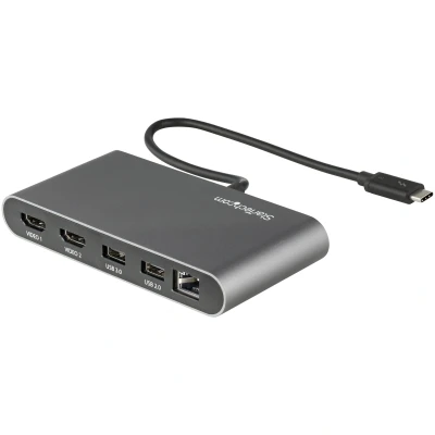 Afbeelding van StarTech.com TB3DKM2HDL notebook dock &amp; poortreplicator Bedraad Thunderbolt 3 Grijs