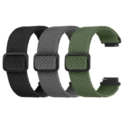 Afbeelding van Ecogbd Elastische vervangende band compatibel met horlogeband 16 mm 18 20 22 mm, zachte stof Nylon voor vrouwen mannen, 18mm,