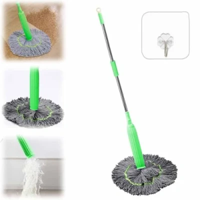 Afbeelding van 2 In 1 Dehydrated Mop,Self Wringing Twist Mops For Floor Cleaning,Floor Spin Mop System With Wringer Set,Wet And Dry,360 Degree Round Wall Cleaning Bathroom Bed