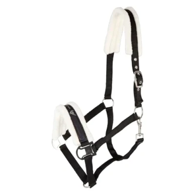 Afbeelding van PFIFF hoofdstel bekleed met synthetisch bont, thoroughbred/warmblood, Zwart beige