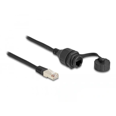 Afbeelding van Delock Kabel RJ50 Stecker zu Buchse zum Einbau mit Verschlusskapp