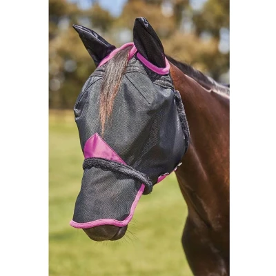 Afbeelding van Weatherbeeta Vliegenmasker Comfitec Deluxe Durable Mesh met Oren en Neus Zwart/Paars Cob