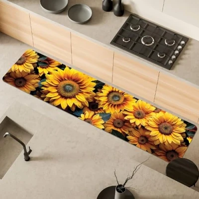Afbeelding van Comart, Austin Keukentapijt, van polyester, bedrukt, antislip, zonnebloemen, 50 x 230 cm