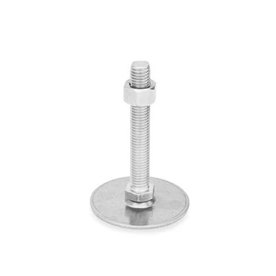Afbeelding van Ganter Normelemente Roestvrij stalen stelpoten GN 41 80 M12 100 D0 SK Voet diameter 80mm, zilver, schroefdraad d2: M12X100