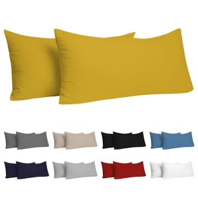 Afbeelding van Dreamzie Taie Pillow 50x80 cm (batch van 2) 100% katoenen trui 150 gsm geel kussensloop 50 x 80 katoen resistent en hypoallergeen kussendeksel voor kussen