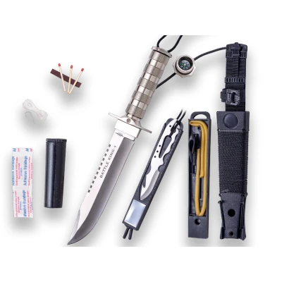 Afbeelding van JKR Outdoormes met Survivalkit in Heft en Schede nr. 602