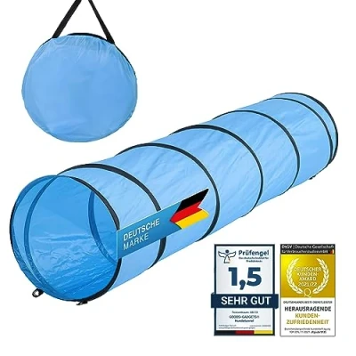 Afbeelding van hond Agility Tunnel Hondentunnel speeltunnel behendigheidstunnel grot incl. haringen en transporttas. (200 cm)