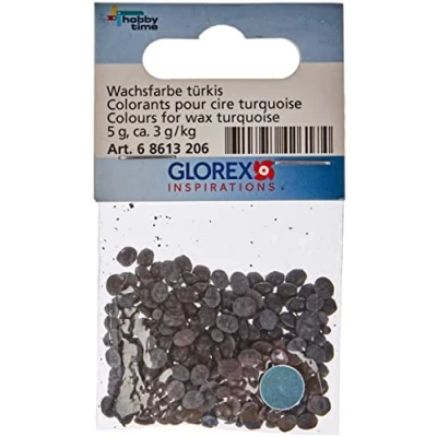 Afbeelding van GLOREX 6 8613 206 waskleur turquoise, in pastille vorm, 5 g, sterk geconcentreerde kwaliteit, voor het kleuren van kaarswas en kaarsgel bij maken kaarsen