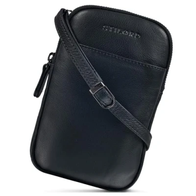 Afbeelding van STILORD &#039;Loki&#039; Crossbody Borsttas Leer Vintage Telefoontas Lederen Schoudertas voor Dames Heren Klein Nektasje Sling Bag XS Handtas Echt Leer, Kleur:zwart