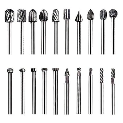 Afbeelding van ZFYQ HSS Roterende Braam Set, 20 Stuks Houtsnijgereedschap met 1/8 &quot;(3 mm) Schacht, Gebruikt voor DIY Houtbewerking, Houtsnijwerk, Boren