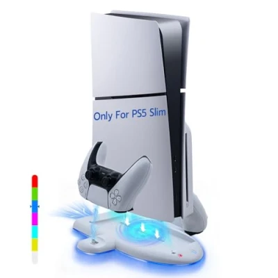 Afbeelding van Mcbazel PS5 Slim Charging Cooling Station for Playstation 5 Console Only, 3 Speed Adjustment RGB Effect Stand Dual Controller Dock Memory Setting Function