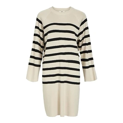 Afbeelding van Object Dames Objester L/S Knit Dress Noos gebreide jurk, Sandshell/Stripes: zwart, S