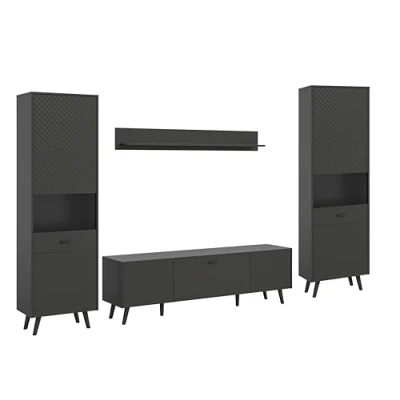 Afbeelding van Linea wandkast systeem 4 delen mat grijs.