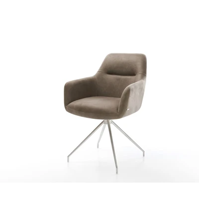 Afbeelding van Draaistoel Pejo Flex kruisframe conisch roestvrij staal taupe vintage 180