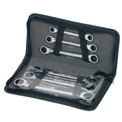 Afbeelding van KS Tools, Spanner, GEARplus dubbele ratelringsleutelset, lederen etui, 6 delen (19 mm, 15 11 13 18 mm)