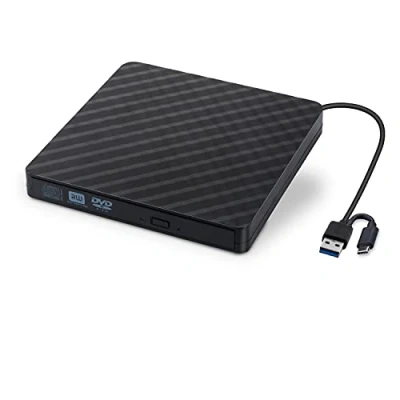 Afbeelding van Auelek externe DVD brander CD USB 3.0 Combo Ultra Slim ROM Player, Windows/Mac OS compatibiliteit voor Apple/Android/MacBook Pro/MacBook Air/laptop/desktops/pc (zwart) Zwart 1