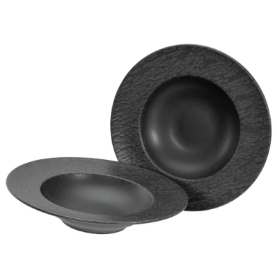 Afbeelding van CreaTable, 21825, serie leisteen zwart, 2 delige serviesset, bordenset van aardewerk, vaatwasser en magnetronbestendig, Made in Portugal