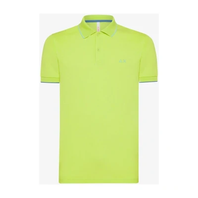 Afbeelding van Sun68 Poloshirt Small Stripe Collar Lichtgroen maat L heren met Modern fit Pasvorm Stretch