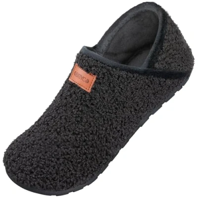 Afbeelding van OBBYCO Fuzzy Bont Slippers voor dames en heren, casual huisschoenen, antislip, blote voeten, pantoffels, warme gesloten achterkant, indoor outdoorschoenen, Grijs, 10/11 UK