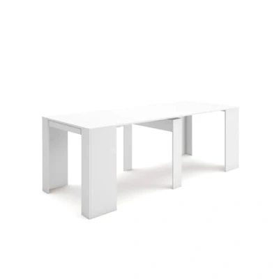 Afbeelding van Skraut Home Uitschuifbare Consoletafel Console table 220 Voor 10 personen Tafel Moderne stijl Wit
