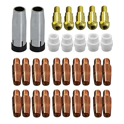 Afbeelding van Riverweld 24KD MB24 Contact Tip 1.0 Mm Conische Gasmondstuk Houder Fit Mig Mag Co2 Lastoorts 32 Stuks