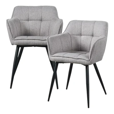Afbeelding van Eetkamerstoel Birmingham set van 2 fauteuils grijs en zwart [en.casa]