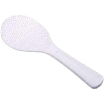 Afbeelding van Japanse stijl plastic shamoji rijstpeddel serveerlepel spatel, gemaakt in Japan, 19,5 cm wit 160301 (1 serveerlepel)