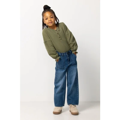 Afbeelding van Noppies Meisjes Jeans Prague Washed Blue 110 100% Biologische katoen