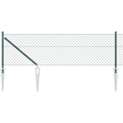 Afbeelding van vidaXL Kettinghek met 7 Spijkerpalen 0.4x10 m Gegalvaniseerd Staal