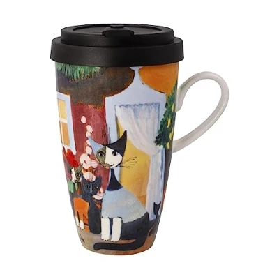 Afbeelding van Goebel Rosina Wachtmeister Koffie / Thee Mok Una bellissima giornata Beker to go porselein 500ml met deksel