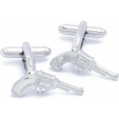 Afbeelding van Manchetknopen Pistool Revolver Western Magnum Zilver
