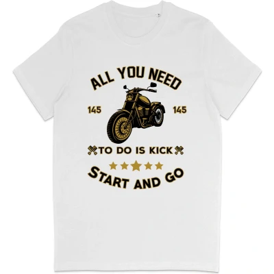 Afbeelding van T Shirt Heren Motorrijder Biker Wit M