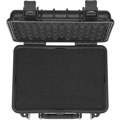Afbeelding van Hard shell pistoolkoffer met voorgesneden PU schuim, waterdicht en stofdicht voor 2 pistolen, afsluitbaar, zwart, 14,1x11,5x7,6 inch