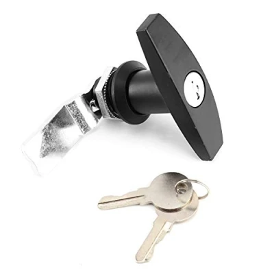Afbeelding van T greepslot, bevestiging aan de achterkant, vormig slot, vrachtwagen, gereedschap, Lock, garagedeurslot met reservesleutels voor aanhanger, caravanluifel (zwart)