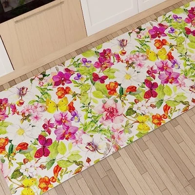 Afbeelding van PETTI Artigiani Italiani Tapijt voor keuken, antislip en wasbaar, 52 x 480 cm, design vlinders, 100% Made in Italy